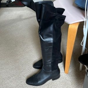 Leather Stretch Over the Knee Black Boots 8.5